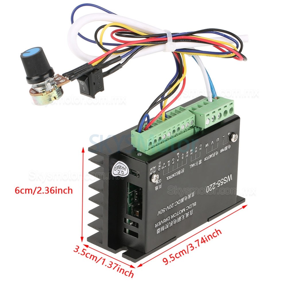 Driver de motor BLDC trifásic, Controlador de motores brushless WS55-220 CC 20-50 V 12 A